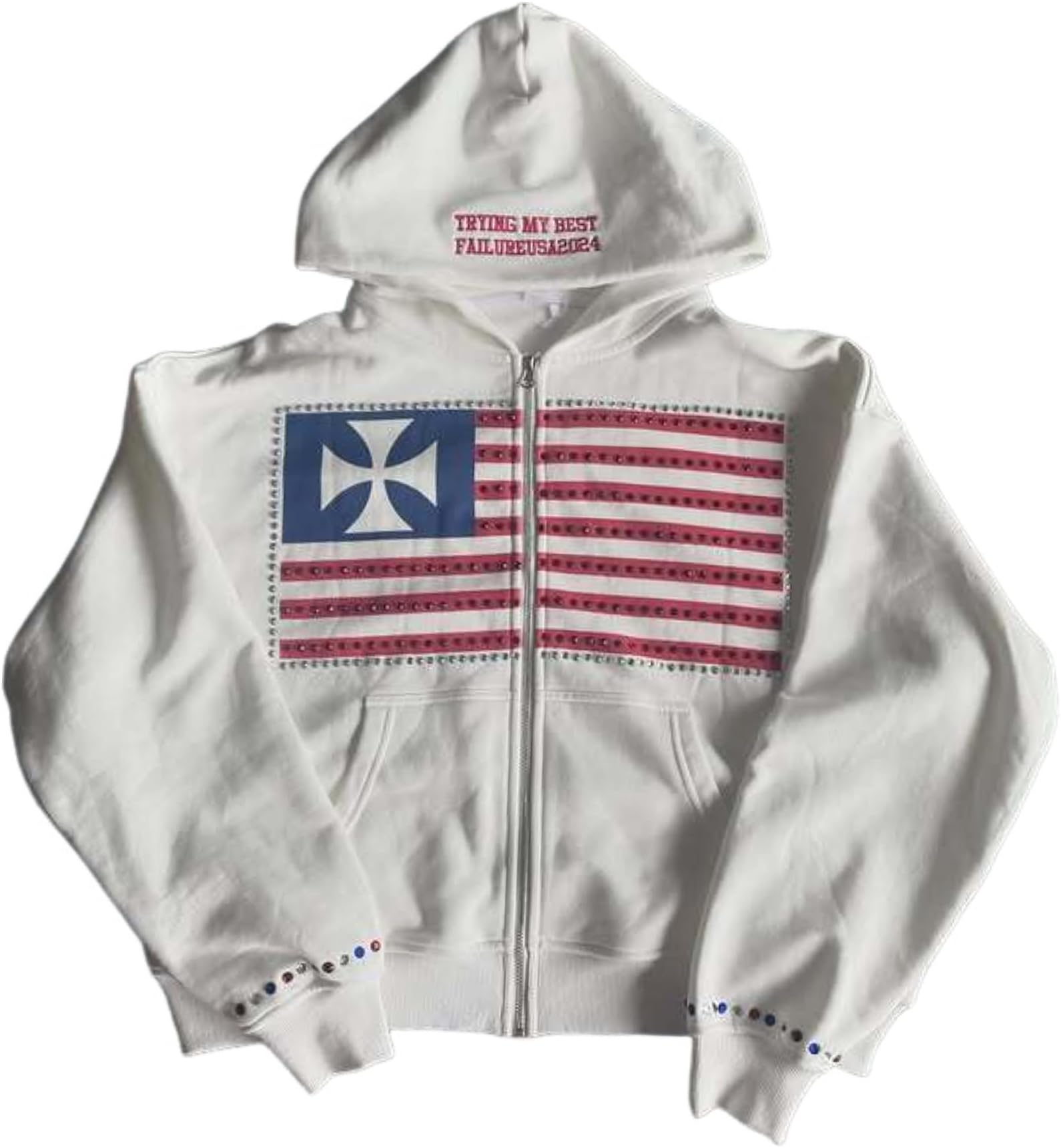Y2k Zip Up Hoodie Unisex Oversized Graphic Sweatshirts Grunge Jacket 2000s Emo Outfit Rapper Hip Pop Streetwear