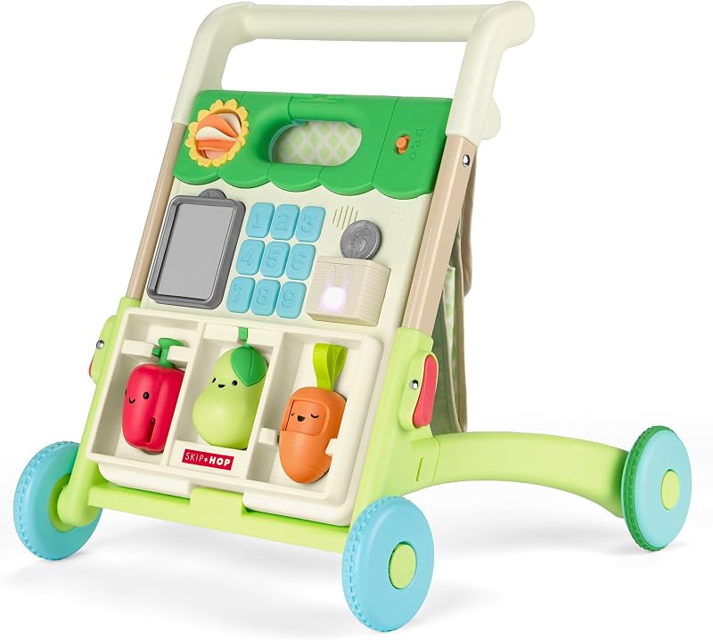 Baby Walker 5-in-1 Sit to Stand Convertible Light Up Walker with 50+ Activities for Developmental Play, Songs and Sounds 3 Adjustable Handle Heights and Speed Control Switch Farmstand Age 6m+
