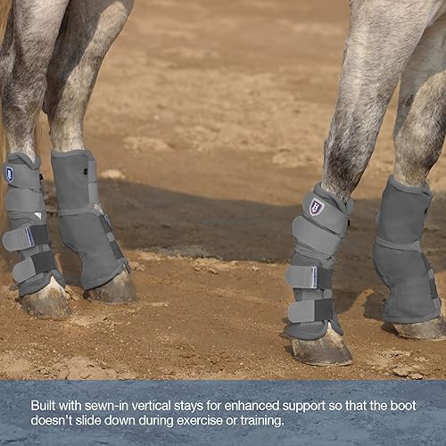 Miniatura 7 de Harrison Howard Botas para moscas de caballo, ajuste contorneado, protectores de piernas, botas de malla densa con ventilación cómoda y protección