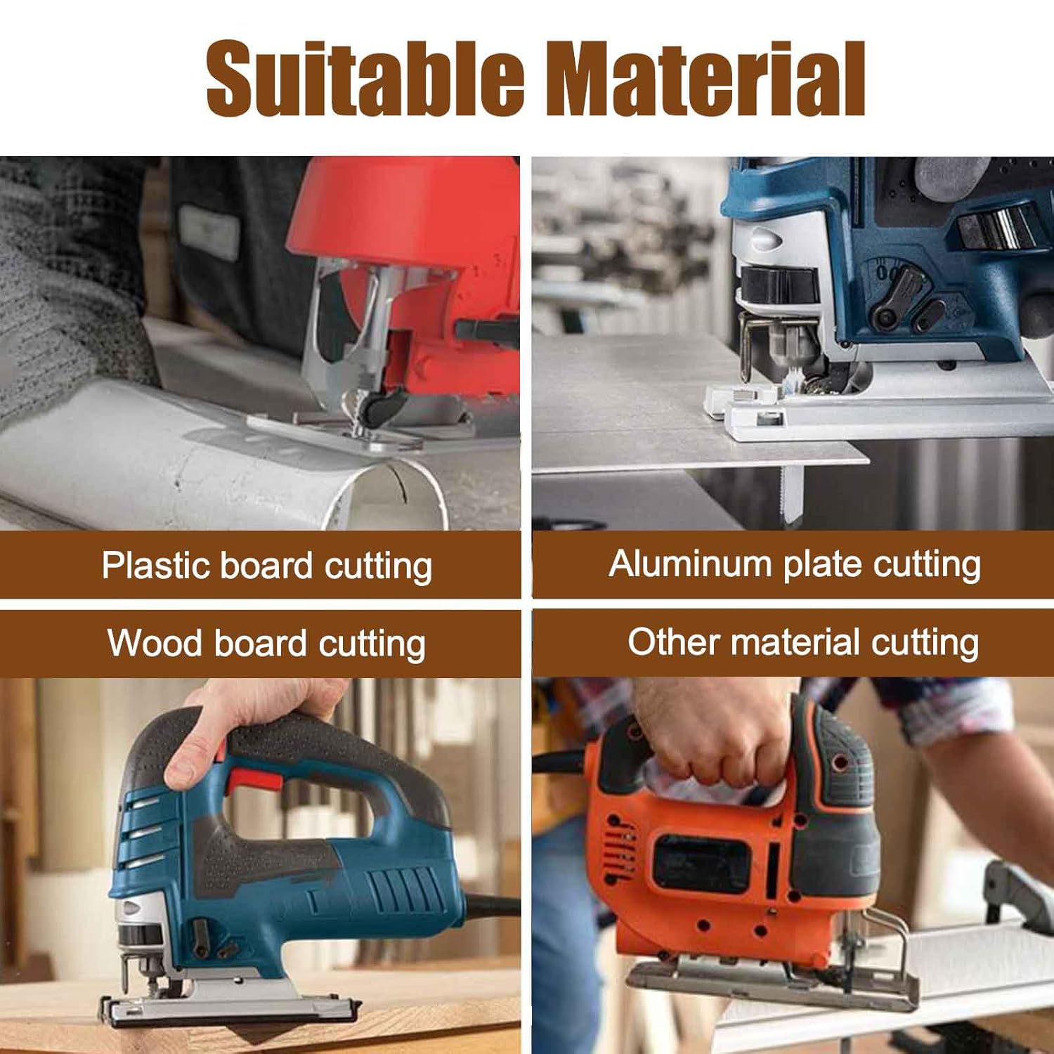 48pcs Jigsaw Blades, Contractor Assorted T Shank Jig Saw Blades Set, Multi-Purpose HCS/HSS Saw Blades for Wood, Plastic, Metal Cutting