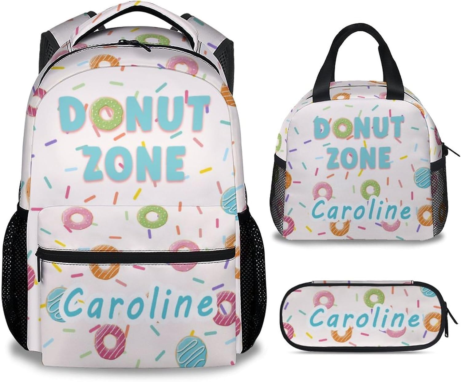 Personalized Donut Backpack - 16 Inches Pink Custom Backpacks for Girls, Boys, Women, Men - Cute Bookbag for Travel