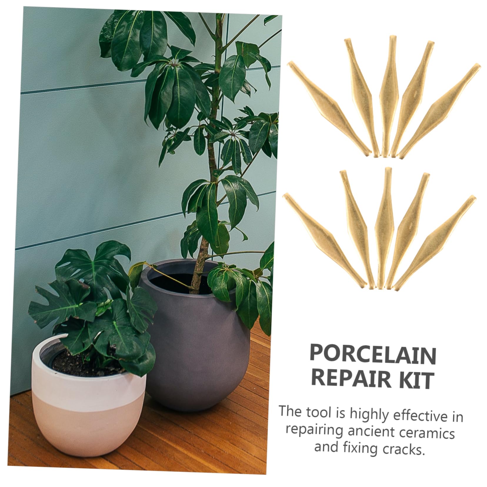 SEWOART Ceramic Restoration Kit 10pcs Copper Nails Ceramic Repair Kit for Porcelain and Ceramic Hole Repair