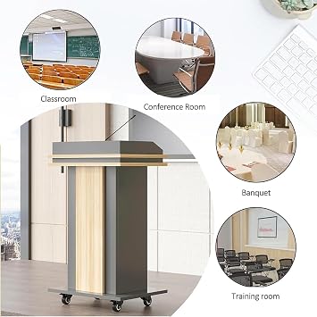 Solid podiums Professional Podium Classroom Lecterns Chic and Stylish Pulpits Easily Mobile Podium Stand Church on Casters Lectern Classic Elegant