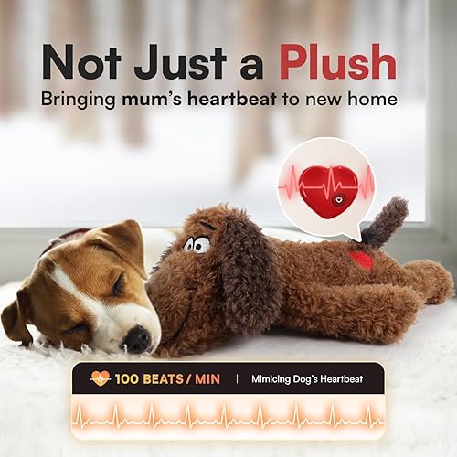 Miniatura 2 de ALL FOR PAWS Animales de peluche para perros con latidos del corazón, juguetes para perros pequeños para aliviar la ansiedad del perro, juguete de