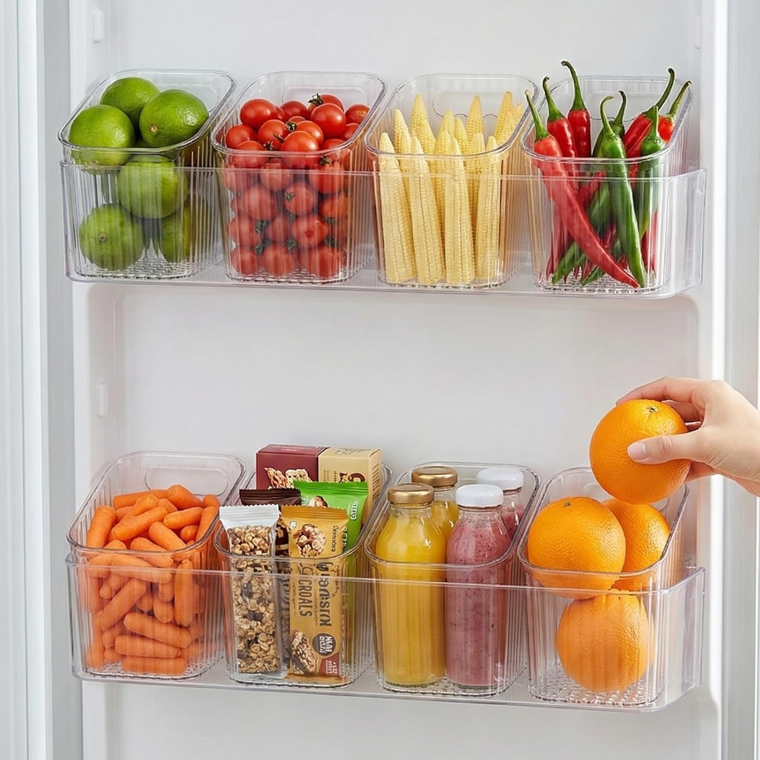 6Pack small Wall Mount Organizer, Adhesive Cabinet Door Storage Bins, Clear Makeup Container, Stackable Organizer Basket for Kitchen, Bathroom, Cabinet, Pantry, Office，Refrigerator Small Items storage - Image 9