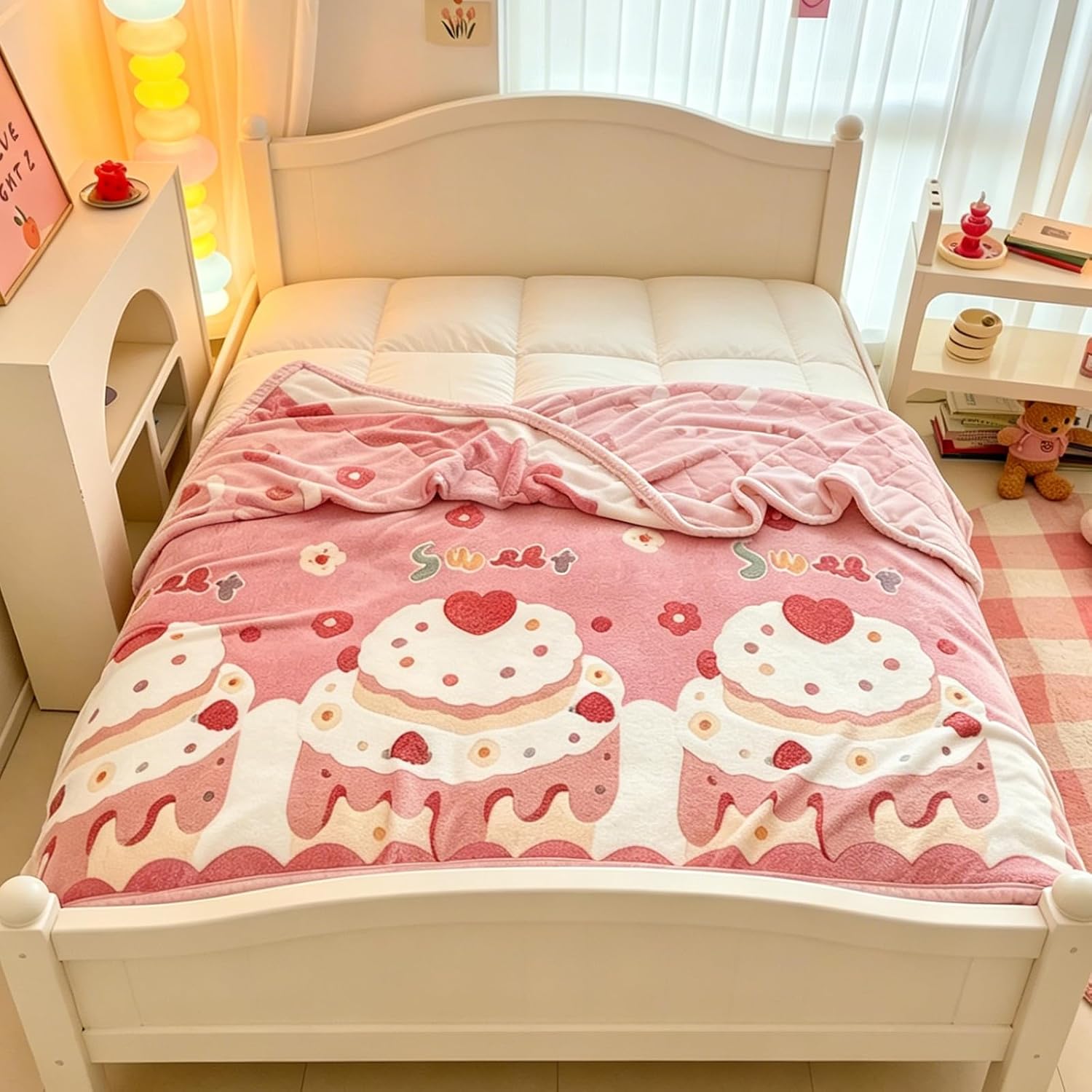 MorroMorn Baby Blankets for Girls, Fluffy Fleece Throw Blankets for Bed Infant Toddler Newborn Essentials - Ultra Soft Cozy Receiving Blankets for Crib Stroller (Rainbow Love, Toddler 40x50 inches)