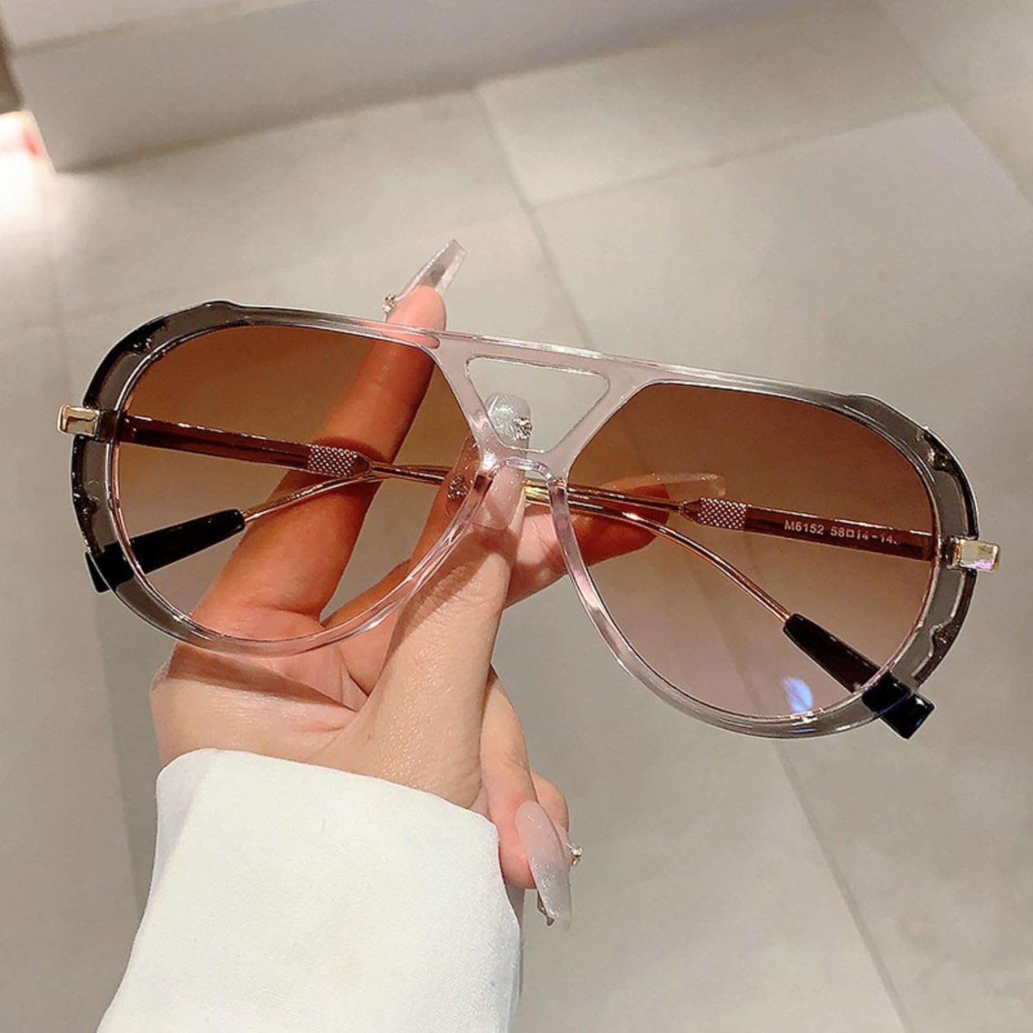 Oversized Pilot Sunglasses for Women Men Trendy,Large Big Double beam Designer Fashion Vintage Shades Retro Sun Glasses - Image 2