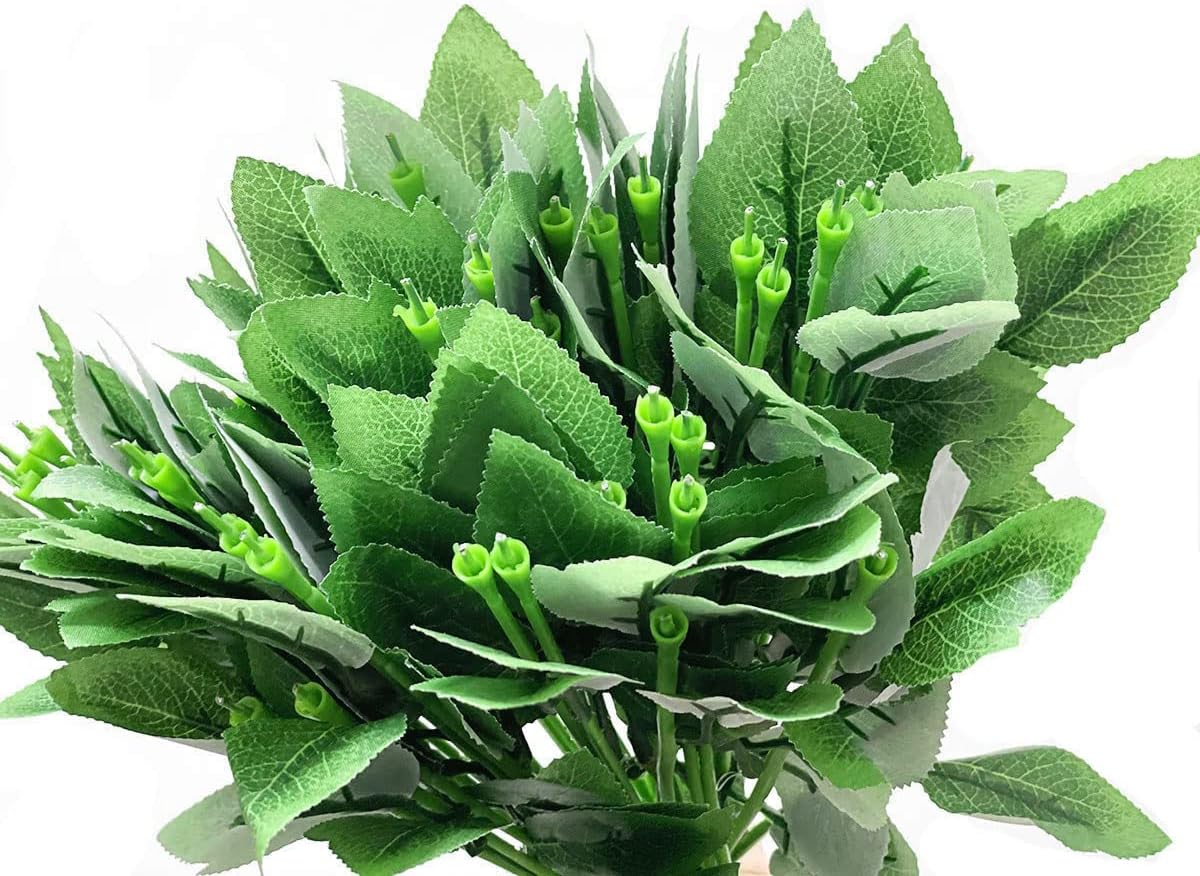 Yesok 50Pcs Floral Wire Stem with Leaves Artificial Plastic Rose Floral Wire Stems DIY Craft Bouquet Making Floral Arrangement Tools