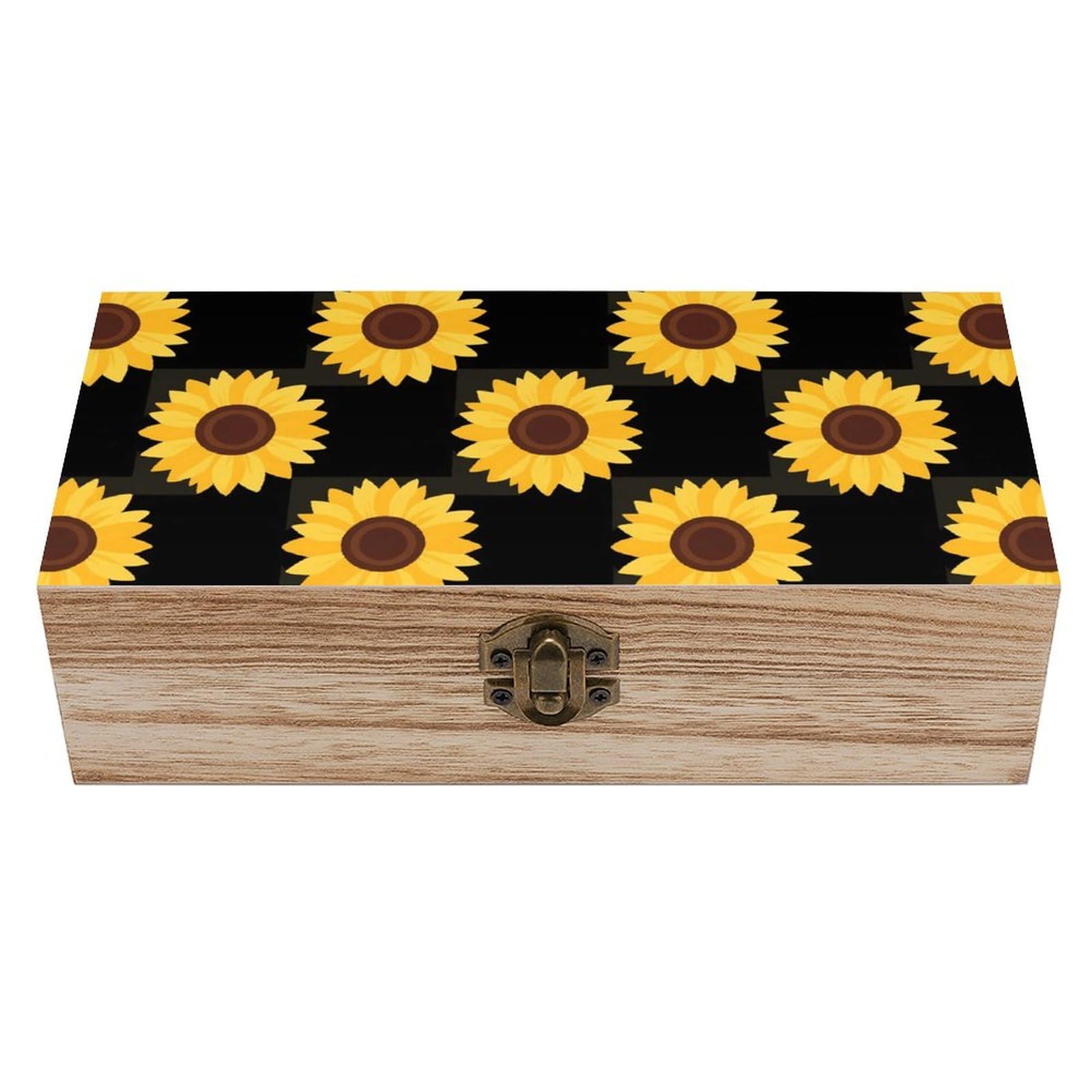 FodPand Decorative Keepsake Box Wooden Storage Boxes with Hinged Lid Handmade Sunflower Wood Organizer Memory Treasure Box for Jewelry Craft Card Photo Storage Wedding Bridal Shower Gifts