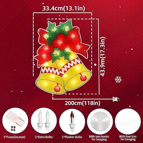 Miniatura 11 de LAMPHOME Silueta de ventana de Navidad con forma de copo de nieve de 17 pulgadas, 20 L, decoración para fiestas, hogar, patio, césped, jardín