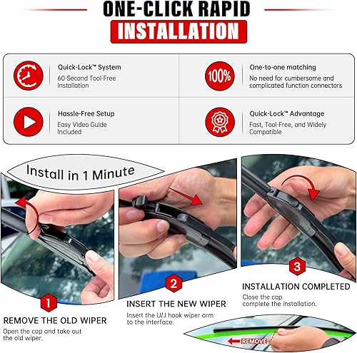 Miniatura 3 de RAINTOK Juego de limpiaparabrisas de repuesto para Honda Pilot 2016-2022 y limpiaparabrisas trasero, 26"24"14" (juego de 3) gancho UJ