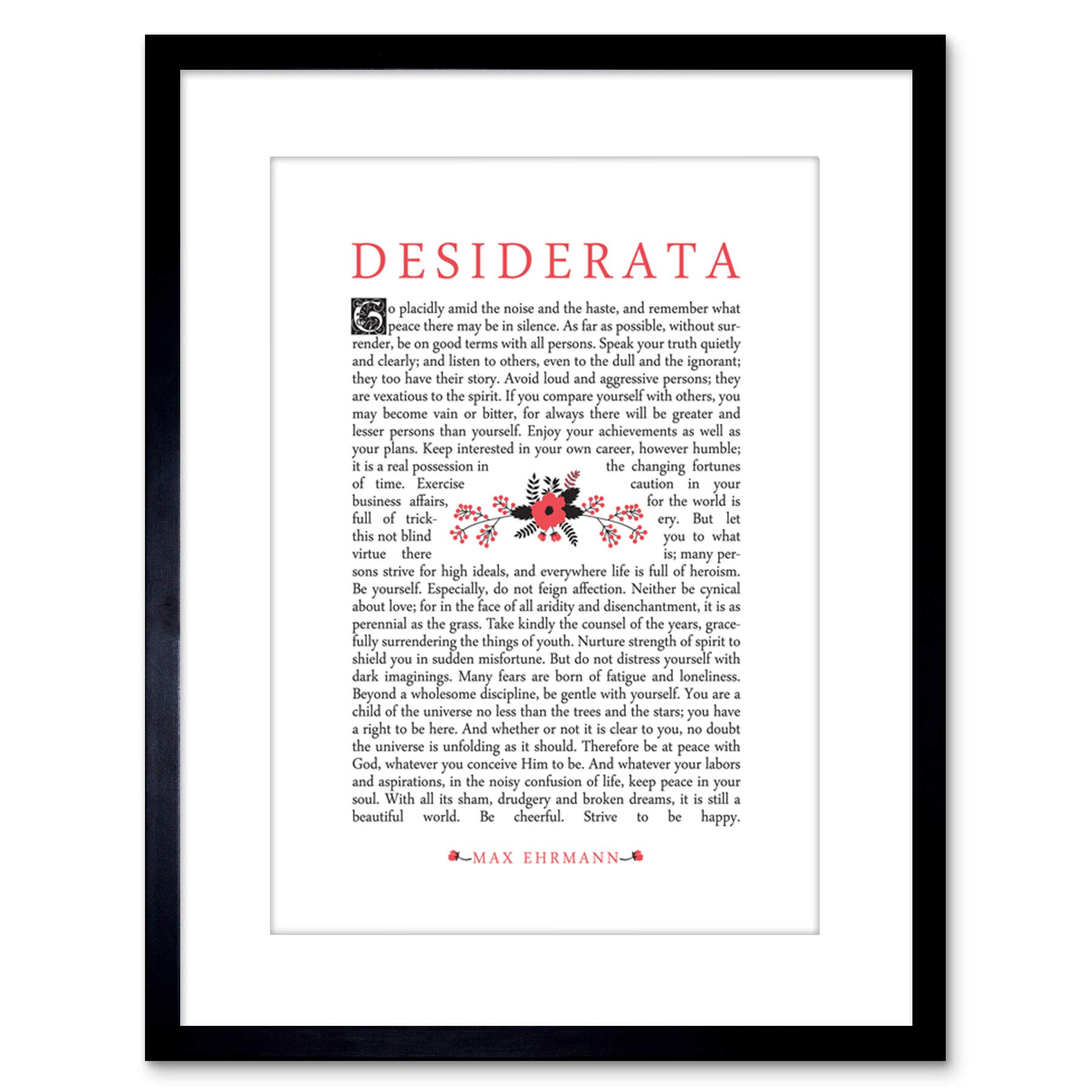 Wee Blue Coo QUOTE DESIDERATA FLORAL EHRMANN TYPOGRAPHY FRAMED ART PRINT F97X13482