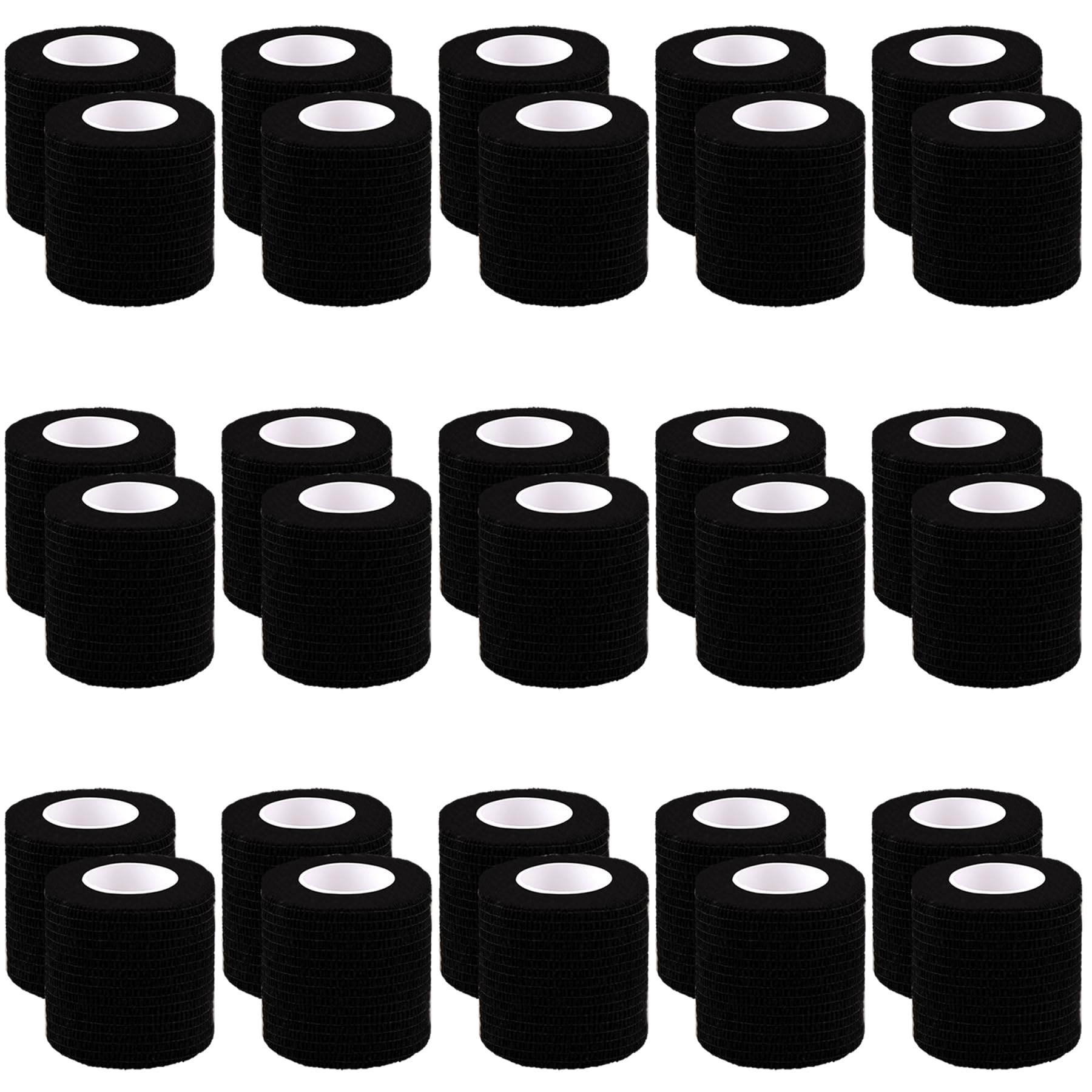 BQTQ 30 Rollo Venda Cohesiva Elástica Banda Venda Cinta Bendaje Adhesiva Vendaje Autoadhesivo Deportiva Tape Cohesivo para Dedos Muñeca (Negro, 5 cm x 4,5 m)