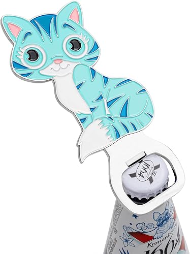 Vista 4 de LanHong Abrebotellas con forma de gato, abridor de botellas de cerveza, abrebotellas de animales creativos, dureza de aleación de zinc, regalo