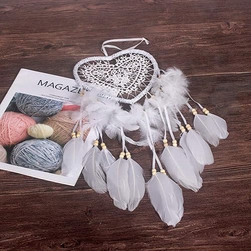 Miniatura 4 de Skreened Luces de Navidad, a la moda, hechas a mano, atrapasueños con plumas, amor, corazón, atrapasueños, luz nocturna para el hogar, mesita de