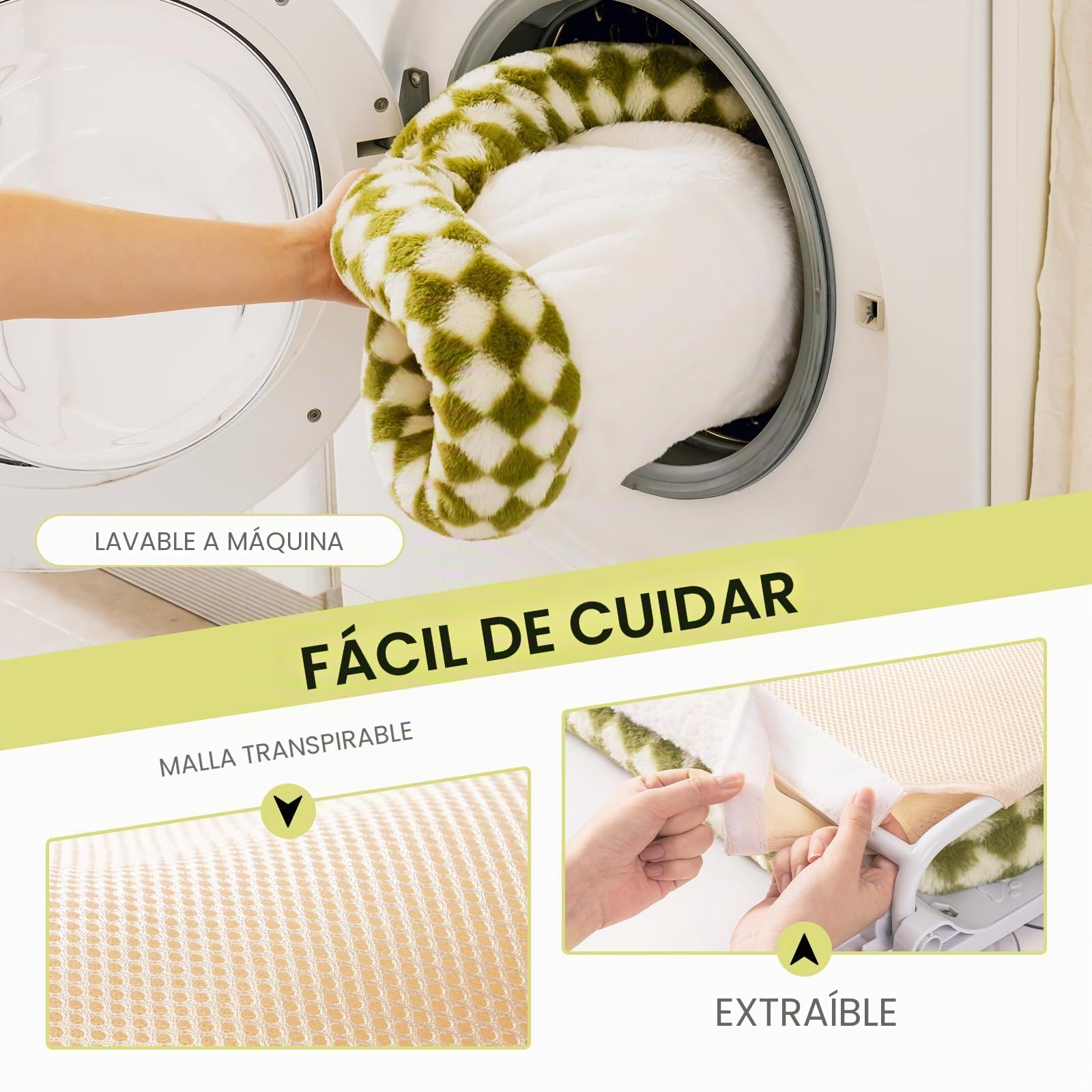 EDAGNY Cama para Gatos Ventana Felpa, Cama Gato Ventana Plegable para Gatos de Interior, con Cubierta Gruesa Extraíble, Hamaca Ventana Gato Soporta hasta 18 kg (Verde, L)