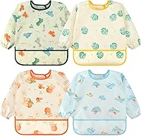 Vista 13 de Accmor 4 Pack Long Sleeve Bibs, Baby Smock Waterproof Sleeved Bib Smock for Baby Toddler 6-36 Months