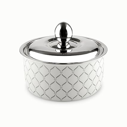 FNS Lecce Stainless Steel Double Wall Insulated Designer Casserole with Lid Elegant Hot Pot Food Warmer, Self Locking Press Lid, Hot Food Upto 8 Hour (3000ml)