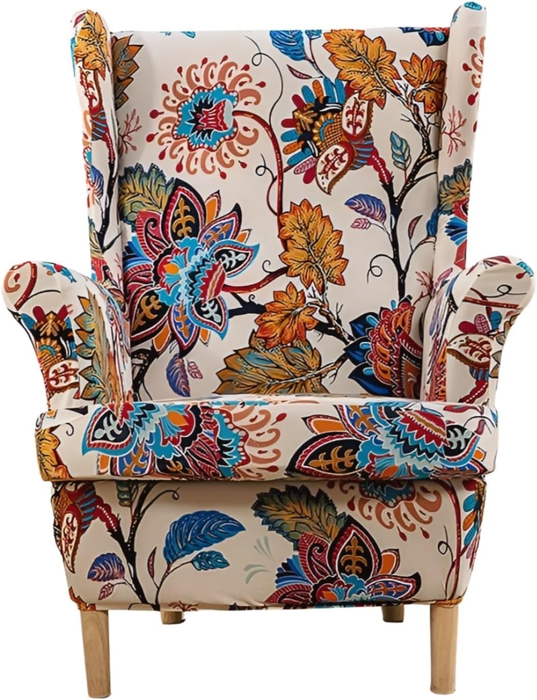 Wingback Chair Slipcovers – 2-Pack Stretch Spandex Armchair Covers, Universal Fit Washable Wingback Chair Covers Furniture Protector, Slipcovers for Wingback Chairs(Multi-Colored)