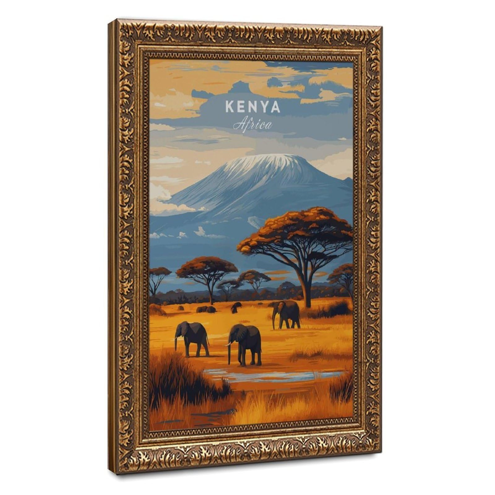 Bareronor African Elephant Poster Canvas Poster Bedroom Decor Landscape Office Room Decor Gift 24" L X 36" W
