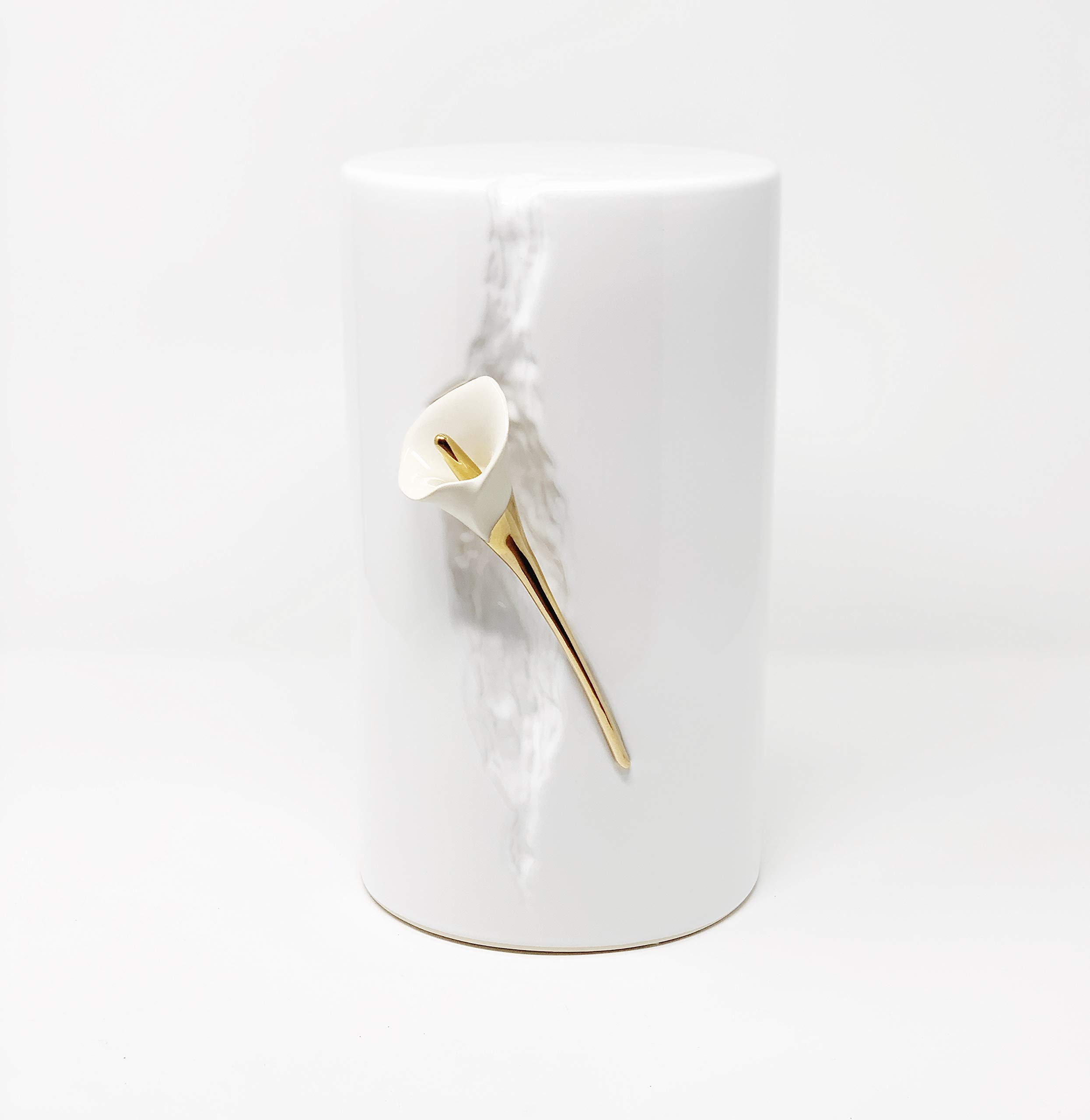 Aesthetic Urns White Lily Ceramic Cremation Urn For Ashes - Unique Memorial Large Urn