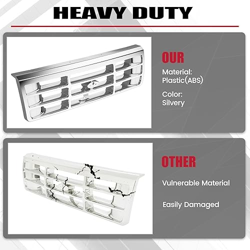 Miniatura 5 de HECASA Parrilla delantera compatible con Ford Bronco F-150 F-250 HD F-350 1992-1997 Reemplazo de rejilla de parachoques para FO1200173 F4TZ8200A