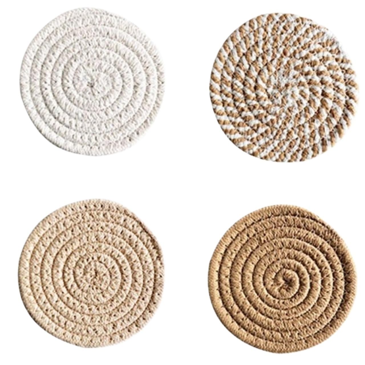 Coaster 4pcs Heat Insulation Drink Coasters, Minimalist Non Woven Lining For Coffee Table Home Decor