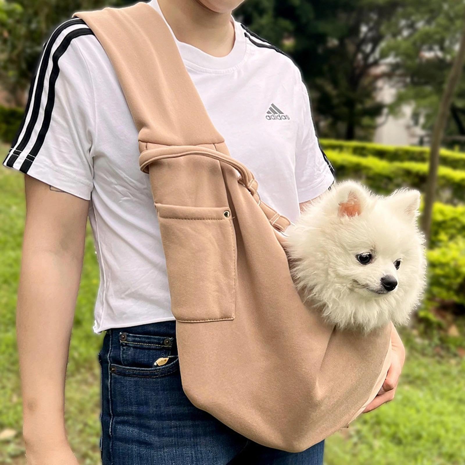 DEANKEJI Couleur Kaki Sac de Transport Chat, Poids Maximum Supporté de 6 kg Sac Chat, Porte Chien Adapté pour Les Promenades, Les Activités en Plein Air et la Randonnée
