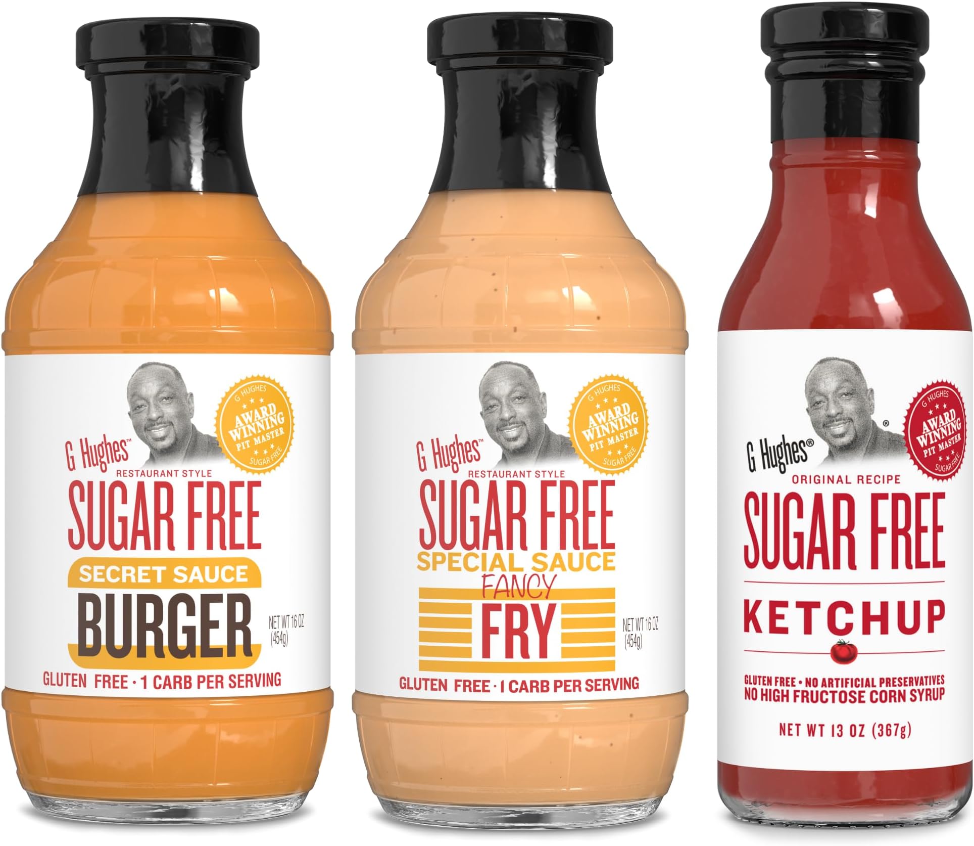 G Hughes Sugar Free Burger Sauces Variety Pack - Special Sauce For Burgers & Fries, Gluten Sauces, No Secret Sauce, Fancy Fry Ketchup (3 Pack)