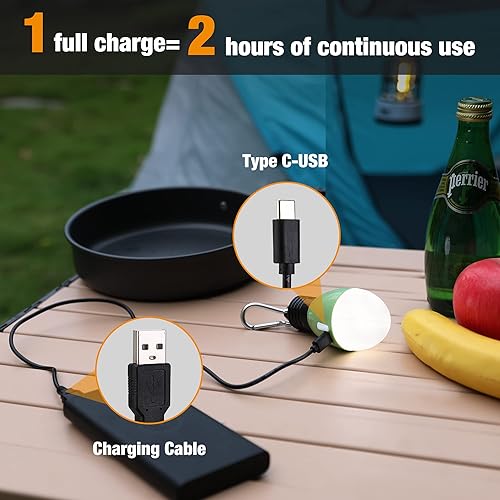 Miniatura 5 de EverBrite Luz de campamento recargable, linterna portátil para tienda, 3 modos de iluminación, bombillas colgantes para tienda de campaña con gancho