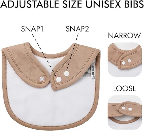 Miniatura 5 de Paquete de 10 baberos de algodón a presión para bebé niño y niña, baberos súper suaves para dentición y alimentación