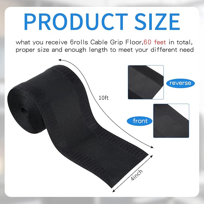 Protector para cables de alfombra WILLBOND 59.06 ft negro miniatura 2