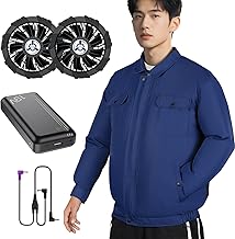 Sumeriy Air Conditioned Work Clothes, Long Sleeve, 30,000 mAh Battery Included, Work Clothes with Fan, 3D Circulating Blowing, 4 Levels of Air Flow Adjustable, USB Powered, Air Conditioned Fujin