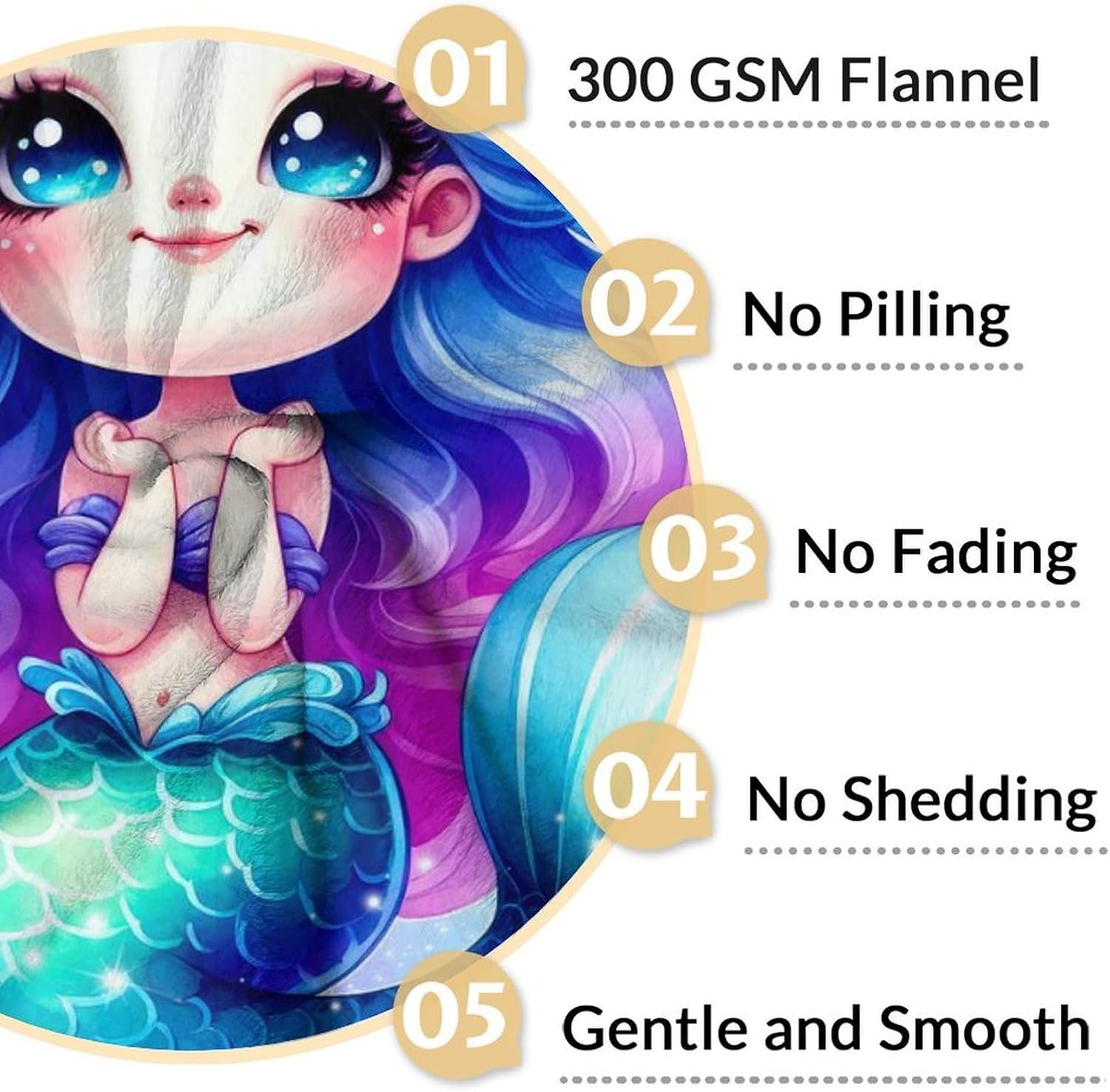 Mermaid Blanket for Kids - 40" x 50" Inches Warm Plush Girls Blankets Gifts - Cute Throw Decor Stuff for Sofa, Travel - Image 3