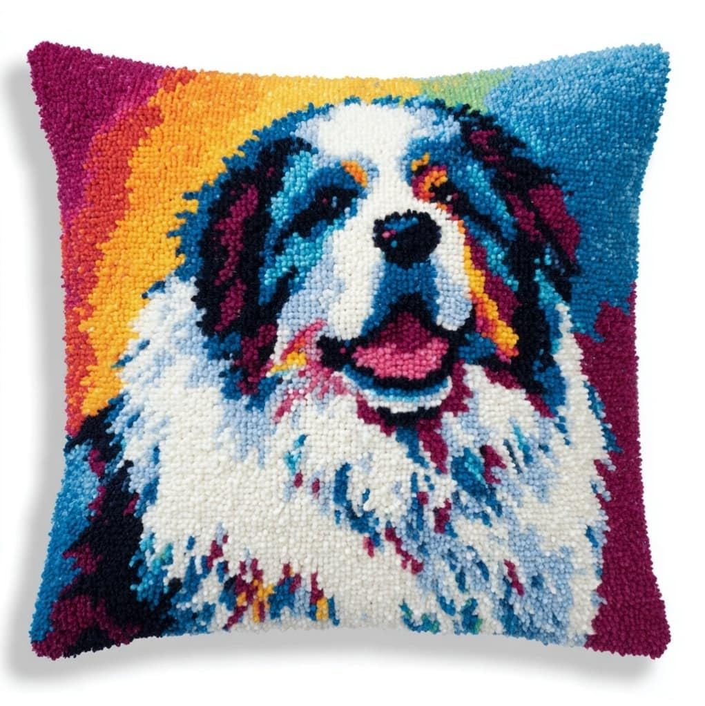 Henypt DIY Latch Hook Cushion Kit,Caucasian Shepherd Dog
