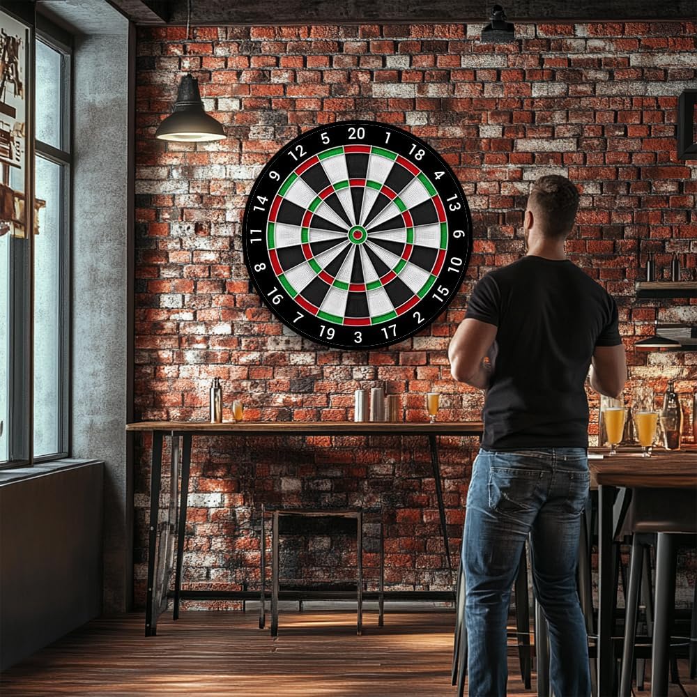 Professional Dartboard Set, 17.7 Inch, Aluminum Alloy Frame, EVA Surface, UV HD Printing, 6 Darts Included