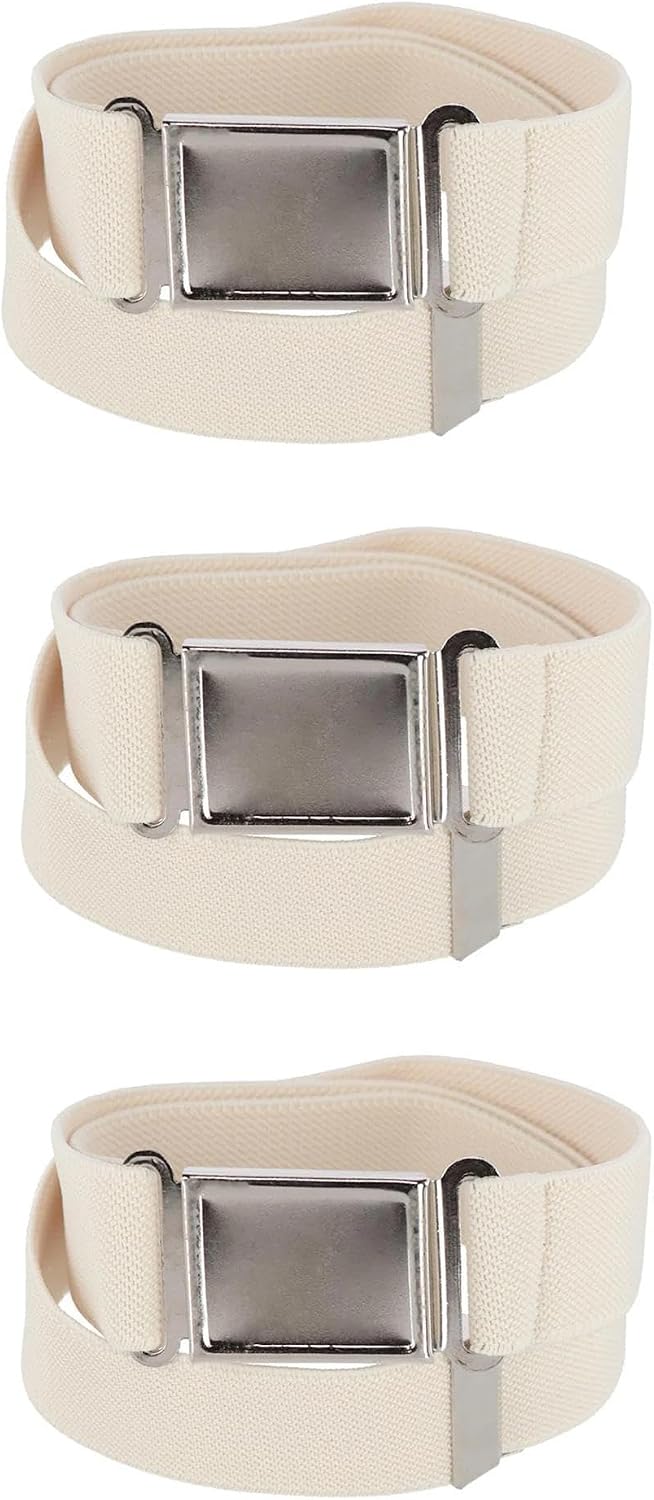 CTM Kids' Adjustable Elastic Belt with Magnetic Buckle (Pack of 3)