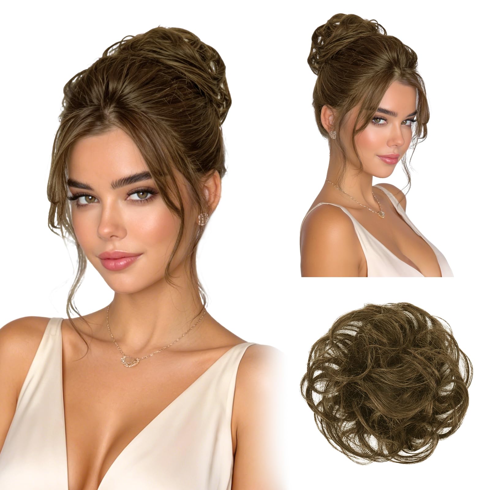 Photo 1 of RUWISS Human Hair Messy Bun - Medium Brown
