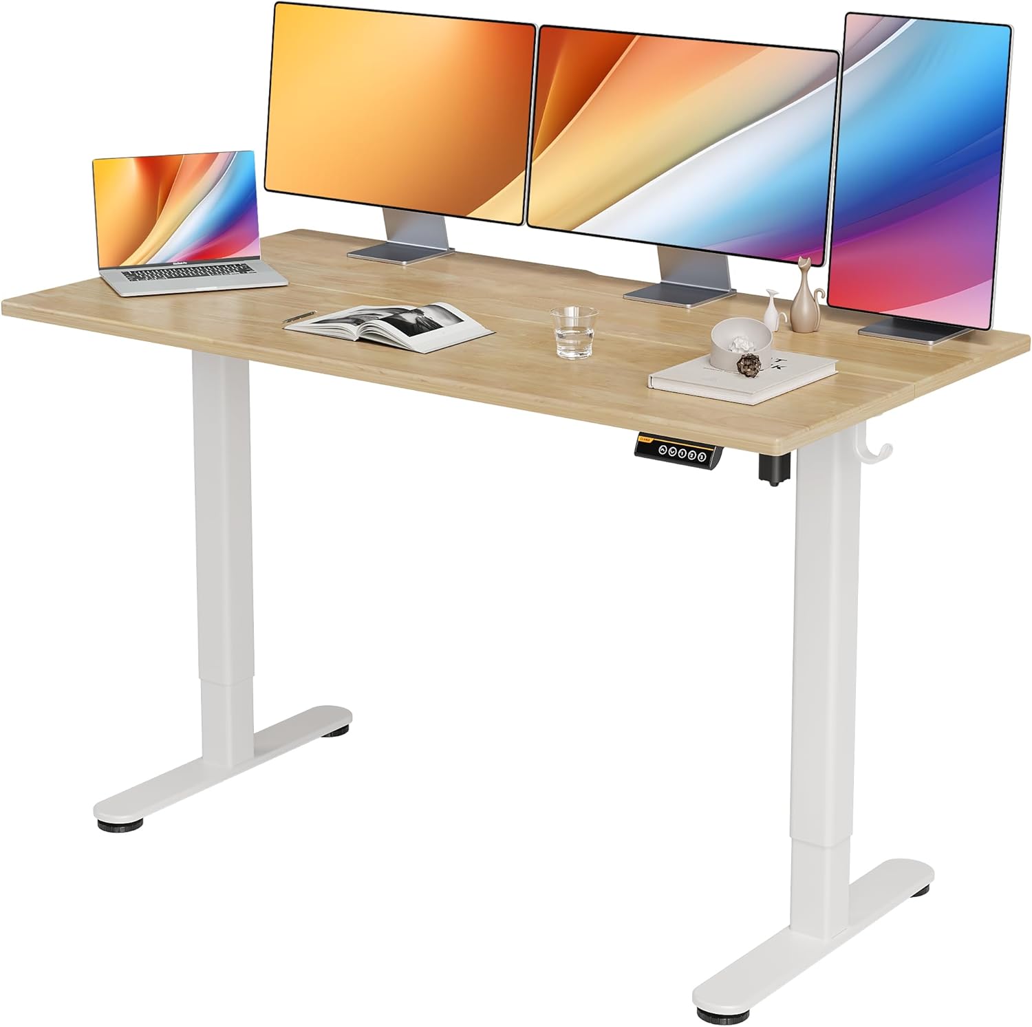 Claiks Solid Wood Electric Standing Desk, Adjustable Height