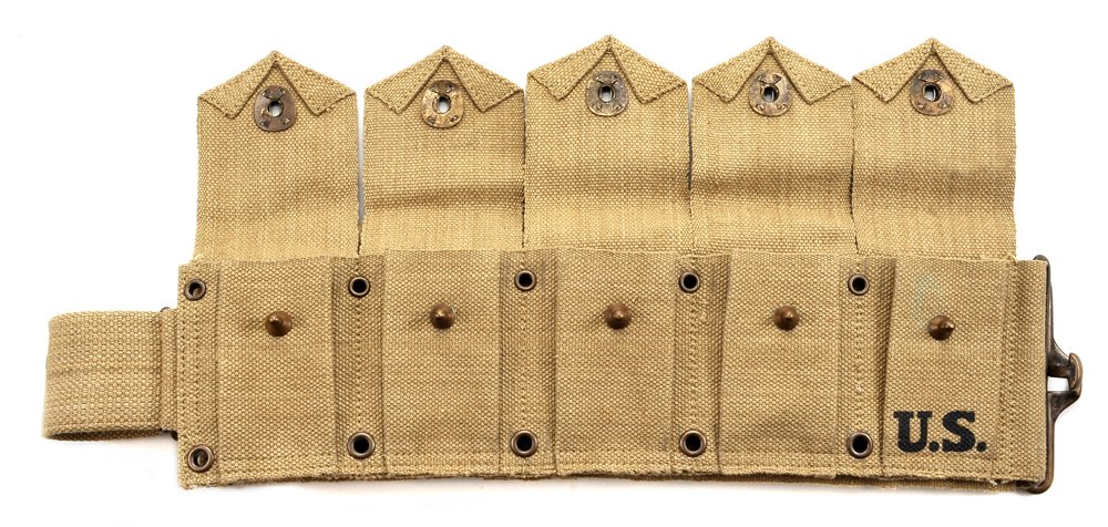 World War Supply US M1923 M1 Garand Cartridge Belt Khaki Marked JT&L 1942 up to 49