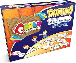 Carlu Brinquedos - Animais Domésticos Jogo Dominó, 3+ Anos, 28 Peças, Multicolorido, 3002