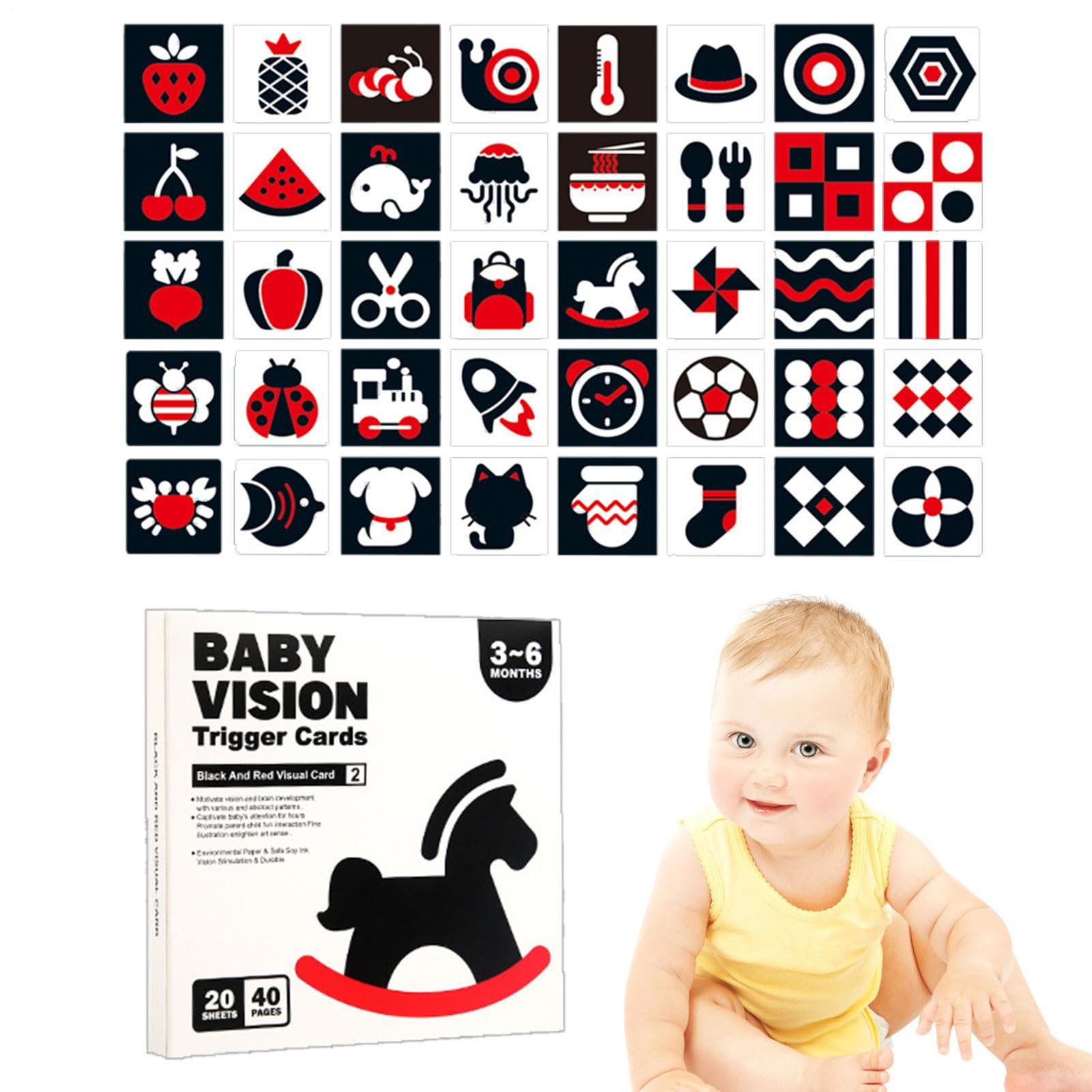 High Contrast Cards | Black and White Learning Activity Cards | Learning Activity Cards, Contrast Cards for Brain Development