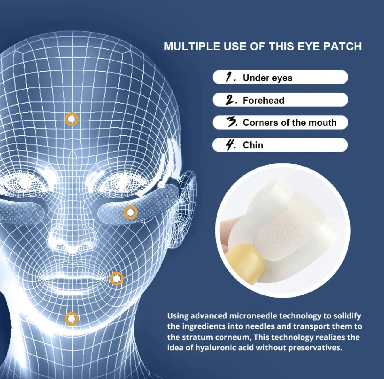 Microcrystal Microneedle Under Eye Patches Hyaluronic Acid Dissolving Eye Patches for Puffy Eyes Undereye Bags Dark Circles, Microdart Patches for Under Eye and Smile line (5)