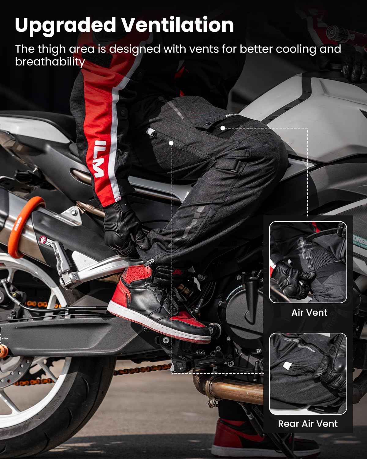 ILM Motorcycle Riding Pants Men CE Armored Motocross Touring All Season Protective P04 (L,30L) - Image 4