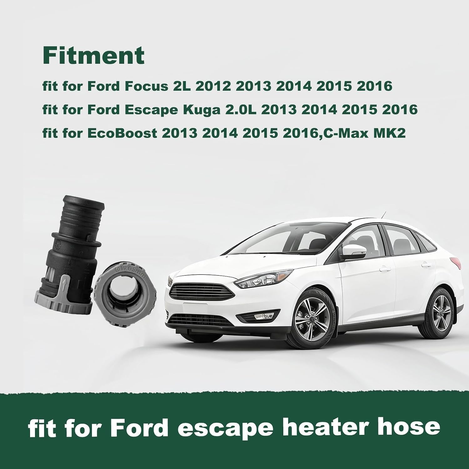 1495393 Heater Hose Connectors Fit for Ford C-Max Focus MK2 Escape Kuga 2.0L EcoBoost，2PCS