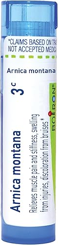 Boiron Arnica Montana 3C para dolor muscular, rigidez, hinchazón de lesiones y moretones, 80 pellets