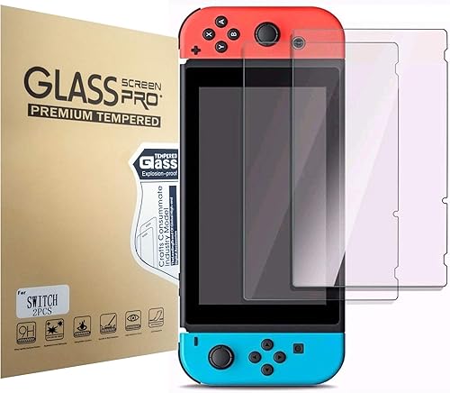 Protector de pantalla para Nintendo Switch 2 unidades de vidrio templado POKANIC transparente HD transparente antiarañazos sin burbujas fácil