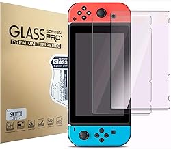 [2 Pack] Compatible with Nintendo Switch 2017 Screen Protector Tempered Glass, POKANIC Transparent HD Clear Anti-Scratch Screen Protector, Bubble Free, Dock-able, Easy Installation, Film, Compatible with Nintendo Switch 2017