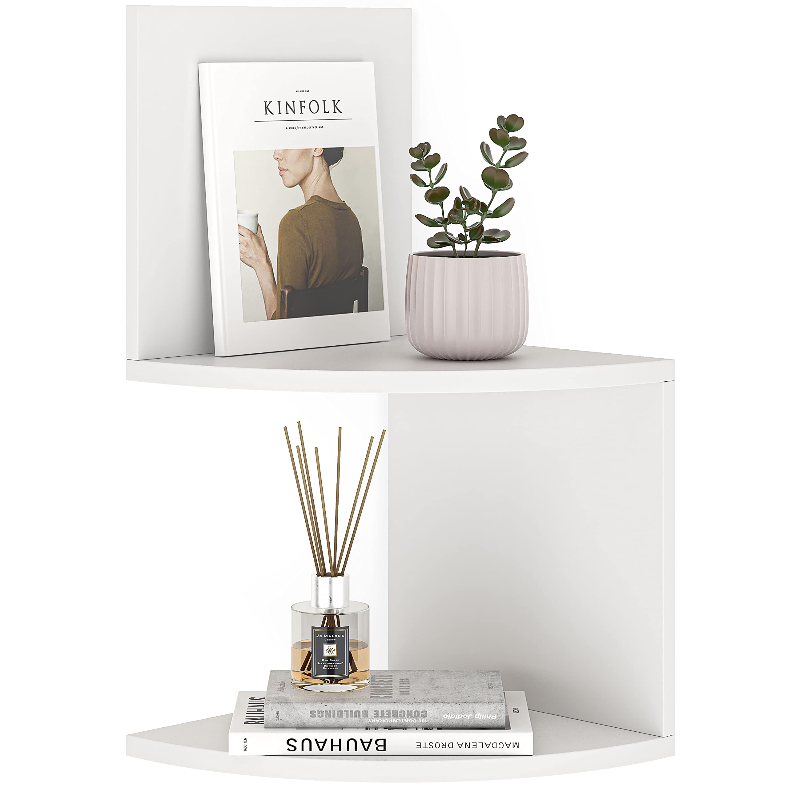 Ballucci Large 2 Tier (4 pcs) Wall Mount Corner Shelf, 12" x 12" Per Tier, White