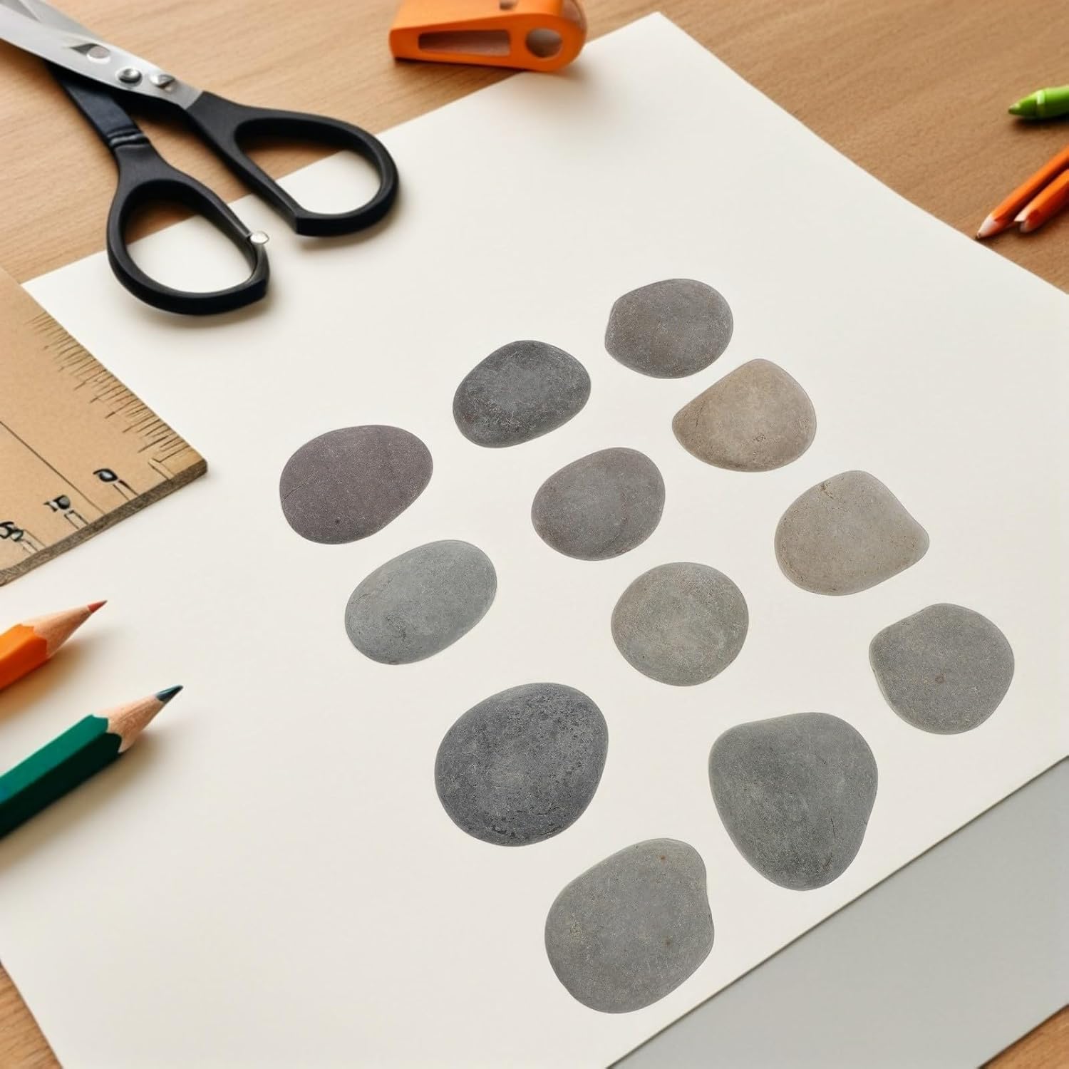 12pcs River Rocks for Painting Xmas Flat Smooth Stones